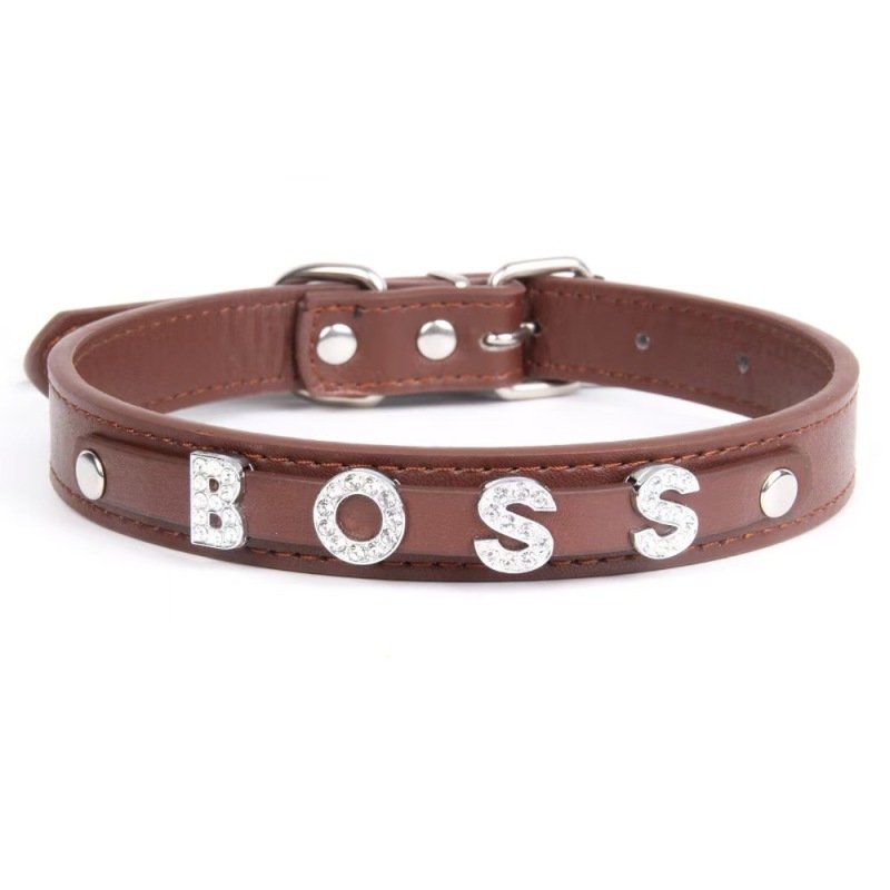 Fashion PU Leather Customized  Letters Daddy Slave Collar Sexy Rhinestone Bdsm Name Chocker Necklace Cosplay Jewelry