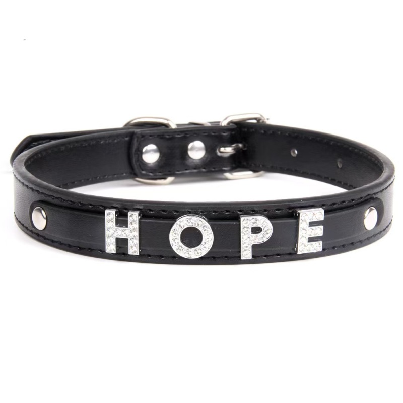 Fashion PU Leather Customized  Letters Daddy Slave Collar Sexy Rhinestone Bdsm Name Chocker Necklace Cosplay Jewelry