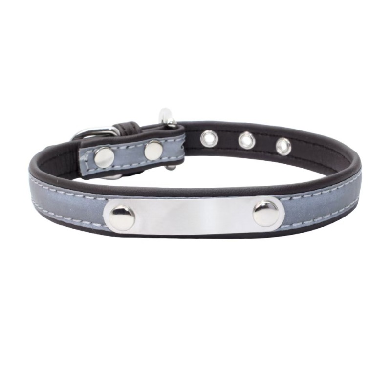 Personalized Dog Collar Leather Reflective Cat Collar Custom Engraved ID Tag Engraved For Puppy Large Dogs  Pet accessories
