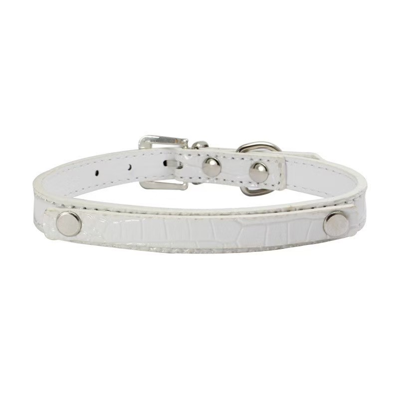 Luxurious Personalized DIY Pet Necklace Pu Crocodile Collar Cat Dog Collar Small And Medium Dog Collar Leather Rhinestone Bling