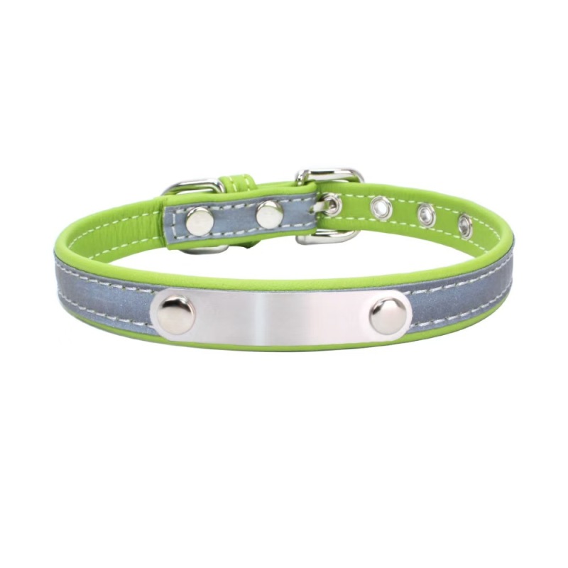 Personalized Dog Collar Leather Reflective Cat Collar Custom Engraved ID Tag Engraved For Puppy Large Dogs  Pet accessories