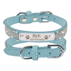 Personalized Nameplate Bling Cat Dog Collar Custom Free Engraved ID Name Tag Pet Dog Collars for Small Medium Large Dogs