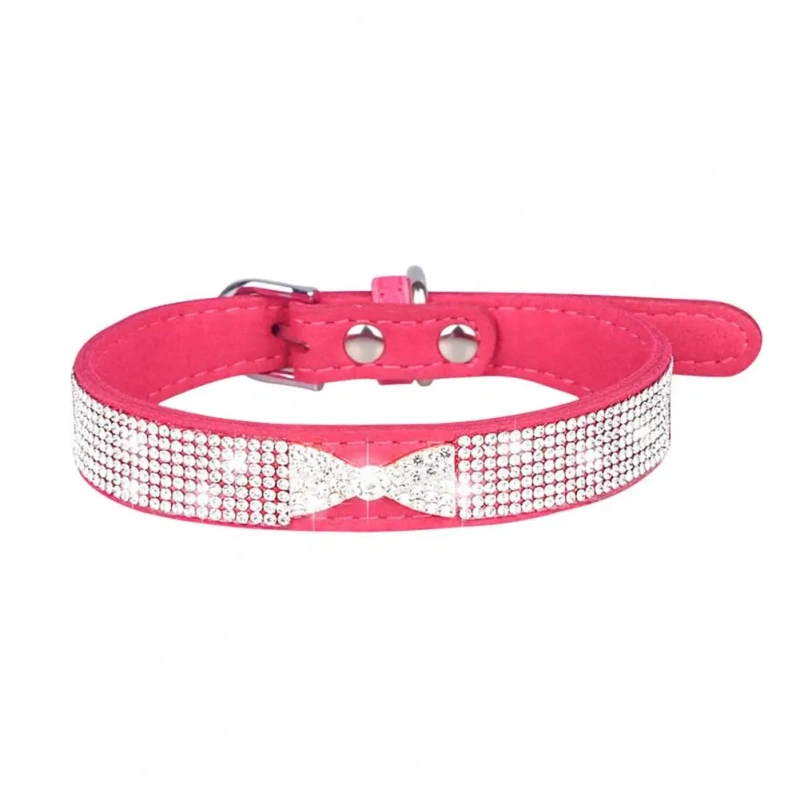 Eye-catching Dog Necklace Strong Anti-choke Fadeless Fashion Rhinestone Dog Necklace