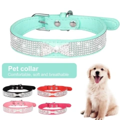 Eye-catching Dog Necklace Strong Anti-choke Fadeless Fashion Rhinestone Dog Necklace