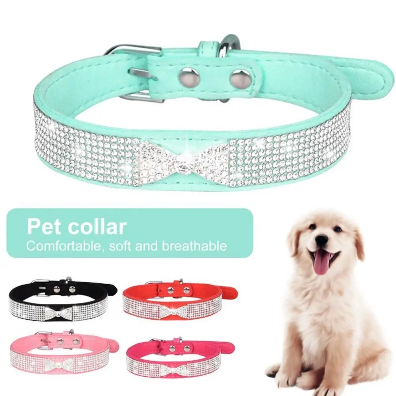 Eye-catching Dog Necklace Strong Anti-choke Fadeless Fashion Rhinestone Dog Necklace