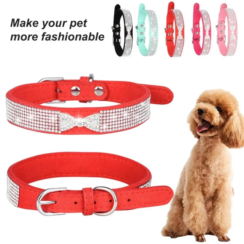 Eye-catching Dog Necklace Strong Anti-choke Fadeless Fashion Rhinestone Dog Necklace