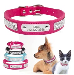 Personalized Nameplate Bling Cat Dog Collar Custom Free Engraved ID Name Tag Pet Dog Collars for Small Medium Large Dogs