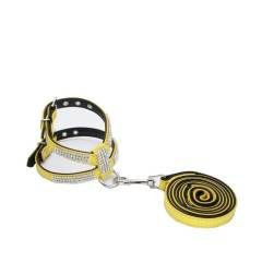 Dog Collar Adjustable Pet Products pet Necklace Dog Harness Leash Quick Release Bling Rhinestone 1 PC PU Leather