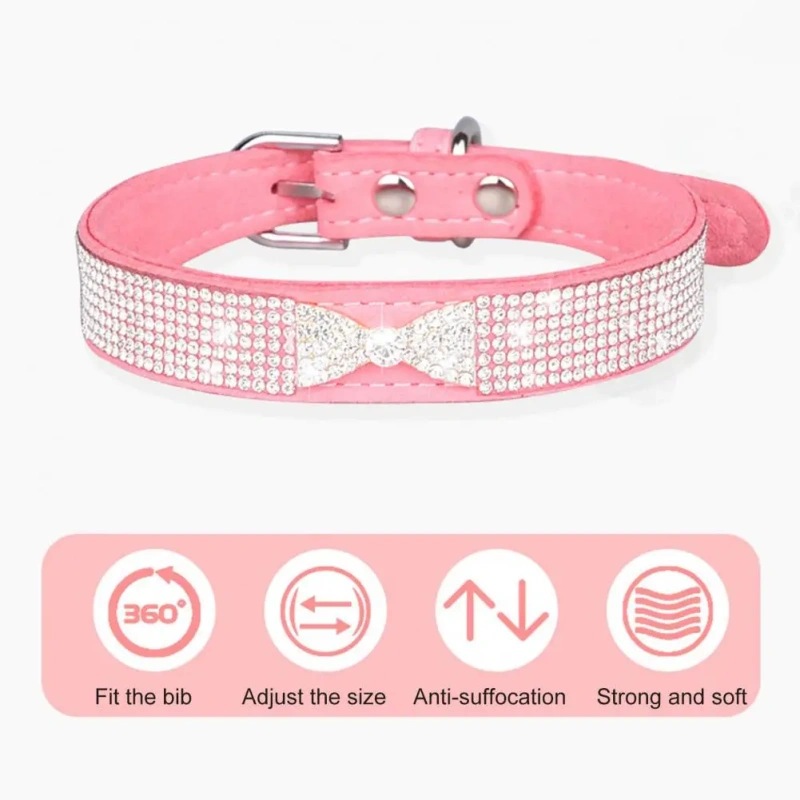 Eye-catching Dog Necklace Strong Anti-choke Fadeless Fashion Rhinestone Dog Necklace