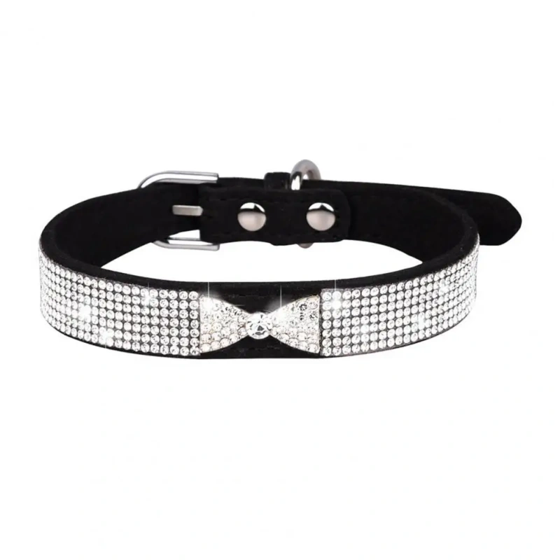 Eye-catching Dog Necklace Strong Anti-choke Fadeless Fashion Rhinestone Dog Necklace