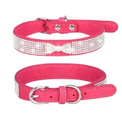 Eye-catching Dog Necklace Strong Anti-choke Fadeless Fashion Rhinestone Dog Necklace