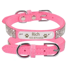 Personalized Nameplate Bling Cat Dog Collar Custom Free Engraved ID Name Tag Pet Dog Collars for Small Medium Large Dogs