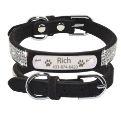 Personalized Nameplate Bling Cat Dog Collar Custom Free Engraved ID Name Tag Pet Dog Collars for Small Medium Large Dogs