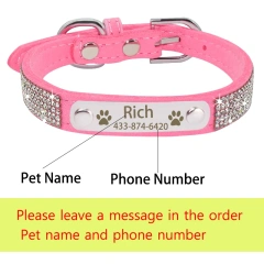 Personalized Nameplate Bling Cat Dog Collar Custom Free Engraved ID Name Tag Pet Dog Collars for Small Medium Large Dogs