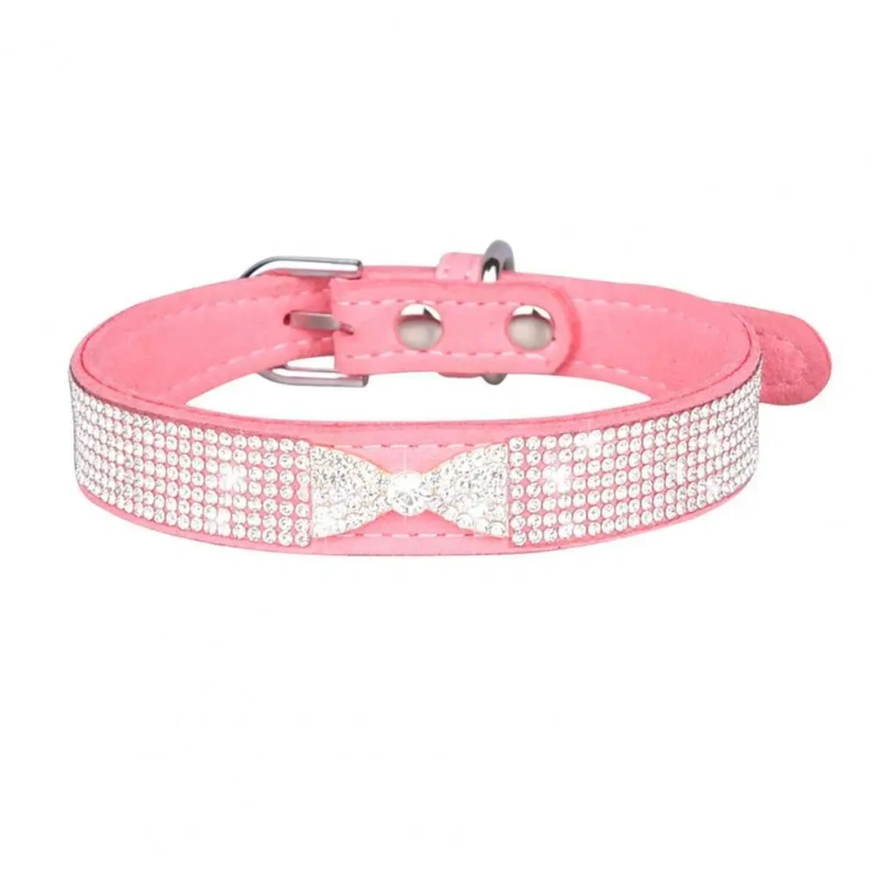 Eye-catching Dog Necklace Strong Anti-choke Fadeless Fashion Rhinestone Dog Necklace