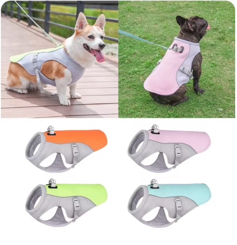 Dog Cooling Vest Breathable Mesh Dog Jacket Summer Cool and Comfortable Dog Coat Adjustable with Reflective Strip Pet Clothes