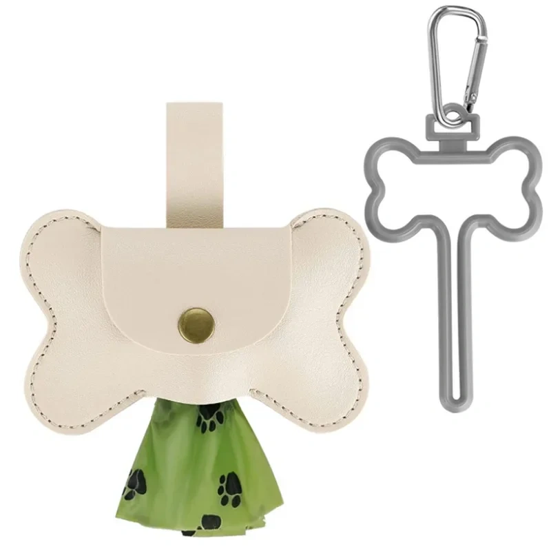 Dog Poop Pickup Bag Dispenser with Leash Clip Pet Waste Bag Dispenser for Dog Pooper Pet Outdoor PoopBag Leathers Holder Y5GB