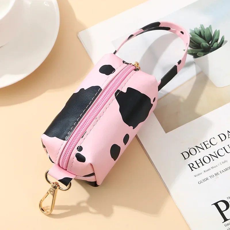 Cute Cartoon Cow-Shaped Dogs cats Poop Bag Dispenser With Canvas Storage Box storage bag leopard print leather bag  pet supplies