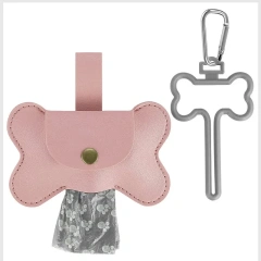 Dog Poop Pickup Bag Dispenser with Leash Clip Pet Waste Bag Dispenser for Dog Pooper Pet Outdoor PoopBag Leathers Holder Y5GB