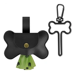 Dog Poop Pickup Bag Dispenser with Leash Clip Pet Waste Bag Dispenser for Dog Pooper Pet Outdoor PoopBag Leathers Holder Y5GB