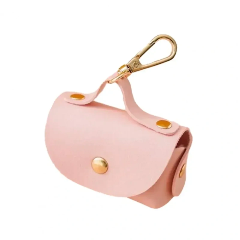 Stylish Pet Bag Holder Faux Leather Pet Poop Bag Holder with Dispenser for Dog Bags Portable Dog Poop Bag Organizer Supplies Pet