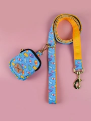 1 Pcs Summer Cute high quality gold hardware Luxury Pet Trash Bag & Traction Rope Double sided print Pet dog & cat holiday gift