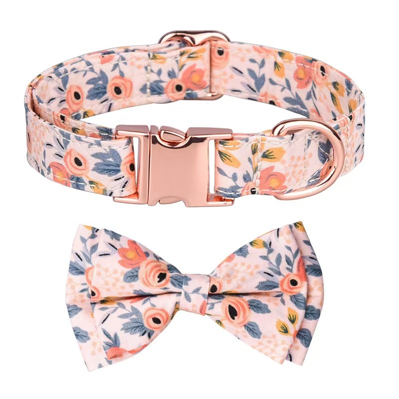 Dog Necklace Adjustable Reusable Cat Collar  Floral Print Lovely Pet Neck Circle