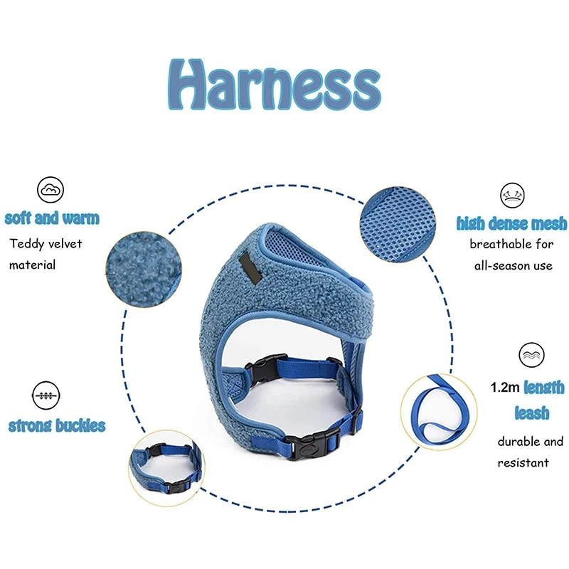 Puppy Dog Harness with Leash Set Adjustable Dog Cats VestHarness  Breathable Chest Strap Leash Harnesses With Traction Rope