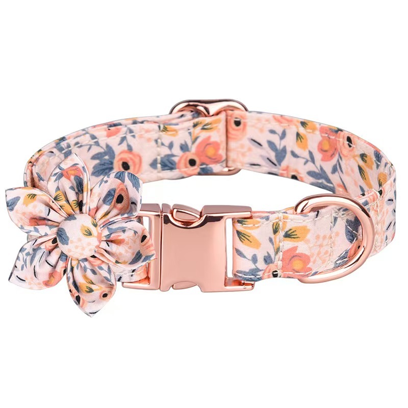 Dog Necklace Adjustable Reusable Cat Collar  Floral Print Lovely Pet Neck Circle