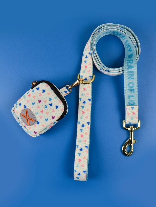 1 Pcs Summer Cute high quality gold hardware Luxury Pet Trash Bag & Traction Rope Double sided print Pet dog & cat holiday gift