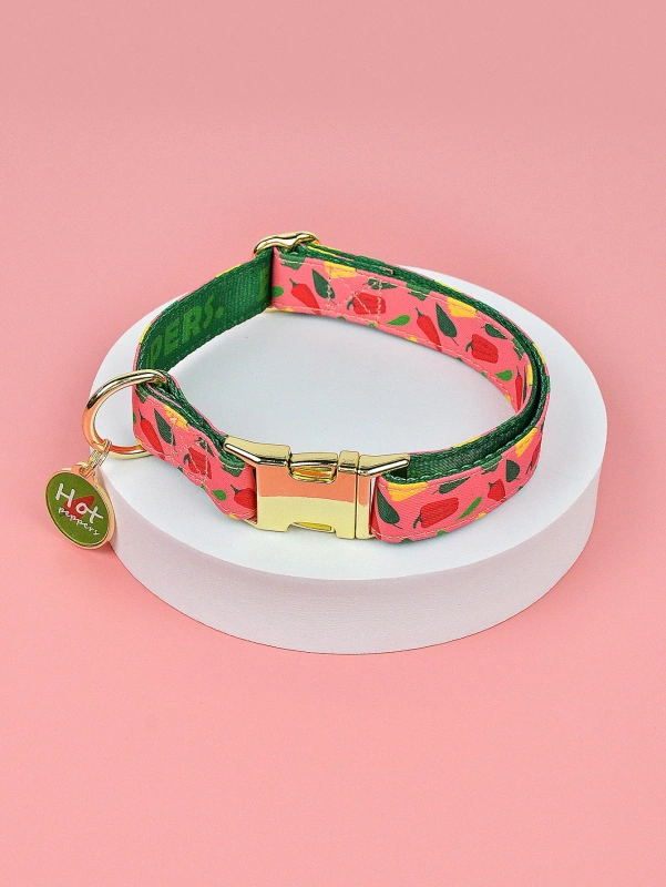 1 Pcs Summer Cute Pet Collar With Pendant Double-Sided Printed Pet Dog And Cat Holiday Gift Pet Adjustable Collar