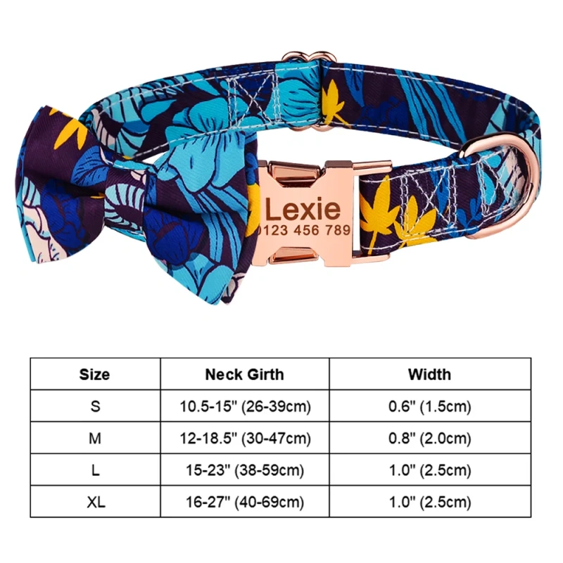 Adjustable Nylon Personalized Dog Collar Dog Supplies Custom ID Tag Flower KItten Puppy Small Large Unisex Dog Collar Pet Collar