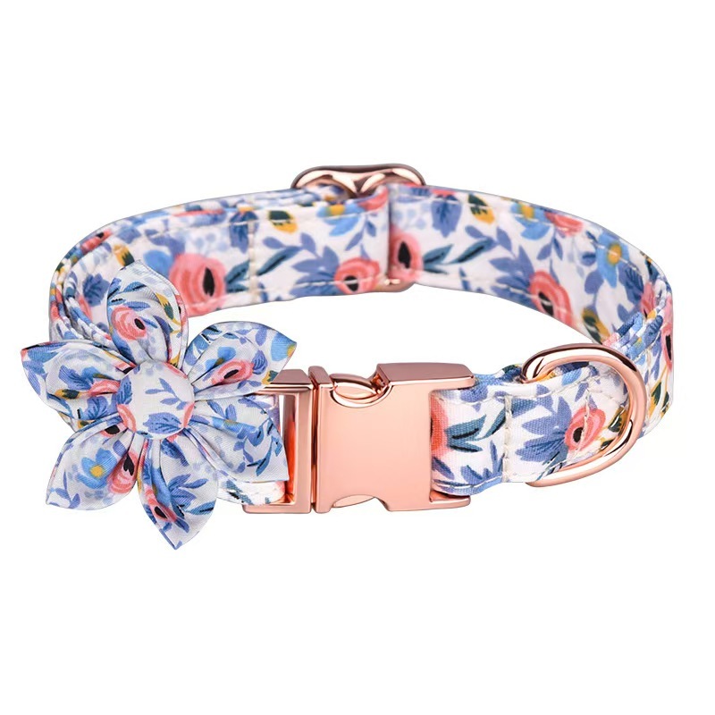 Dog Necklace Adjustable Reusable Cat Collar  Floral Print Lovely Pet Neck Circle