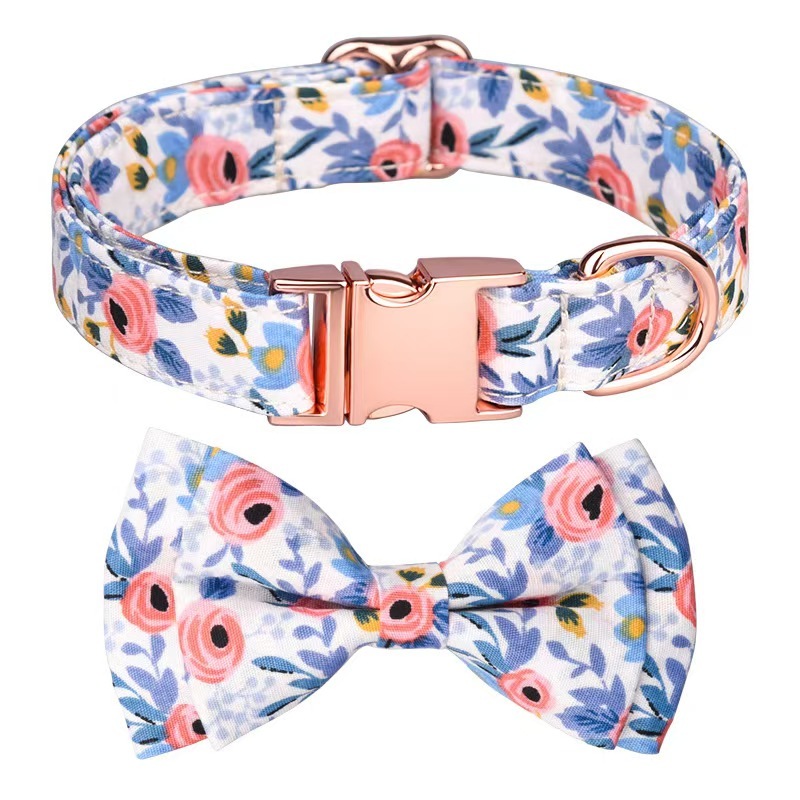 Dog Necklace Adjustable Reusable Cat Collar  Floral Print Lovely Pet Neck Circle