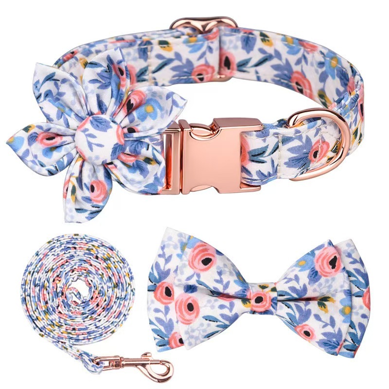 Dog Necklace Adjustable Reusable Cat Collar  Floral Print Lovely Pet Neck Circle