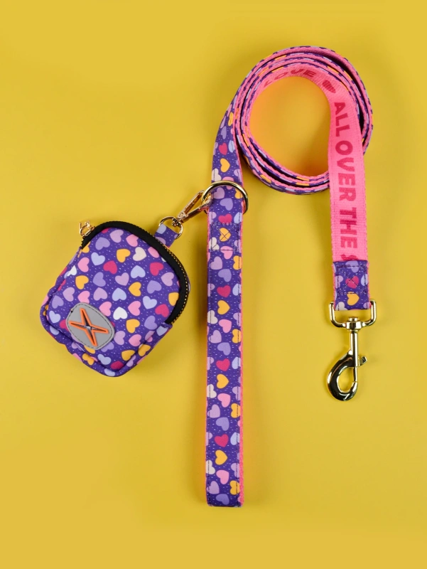 1 Pcs Summer Cute high quality gold hardware Luxury Pet Trash Bag & Traction Rope Double sided print Pet dog & cat holiday gift