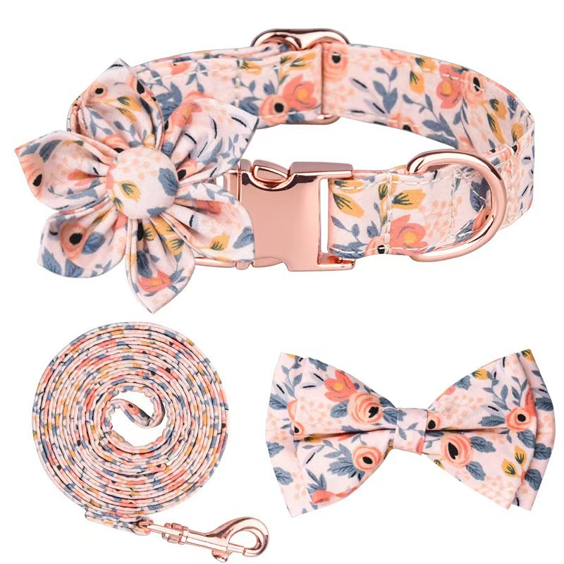 Dog Necklace Adjustable Reusable Cat Collar  Floral Print Lovely Pet Neck Circle
