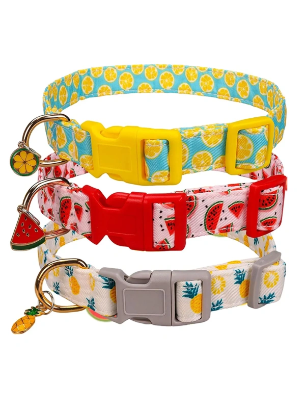 CP602 Fruit pattern Pet dog collar with Fruit metal pendant do for Cat Puppy Dog