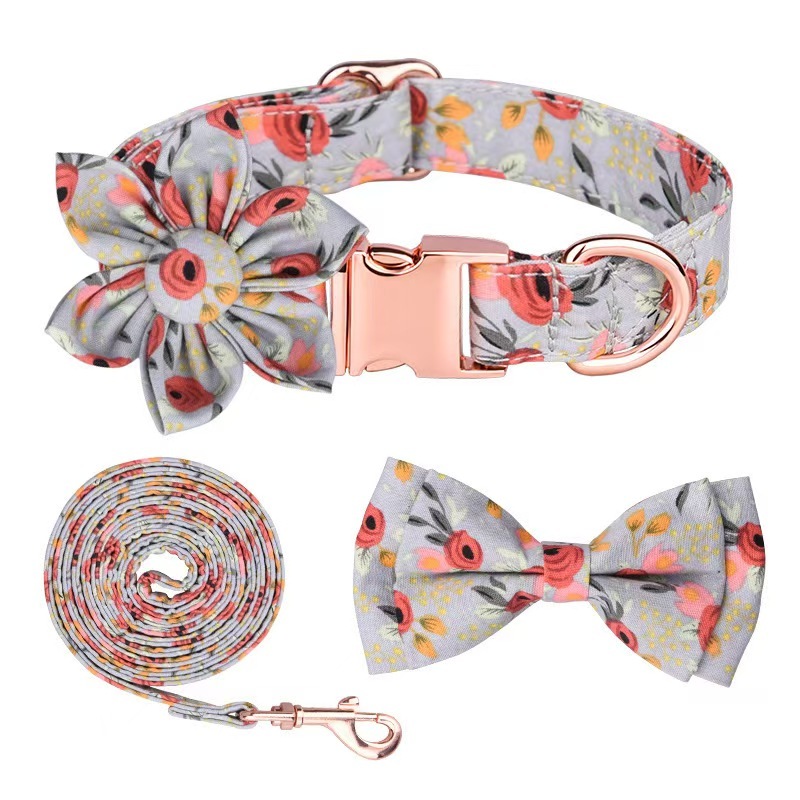 Dog Necklace Adjustable Reusable Cat Collar  Floral Print Lovely Pet Neck Circle