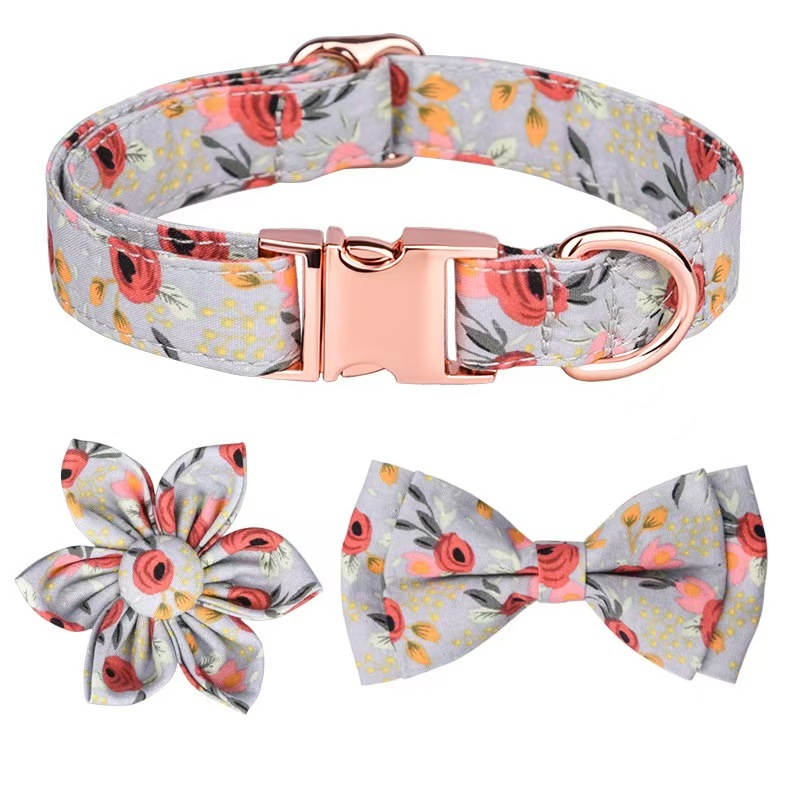 Dog Necklace Adjustable Reusable Cat Collar  Floral Print Lovely Pet Neck Circle