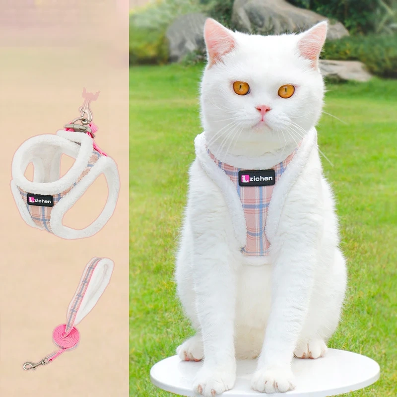 Winter Pet Dog Harness Soft Puppy Cat Harness Leash Set Warm Dogs Clothes Adjustable Vest for Small Dogs Outdoor Supplies