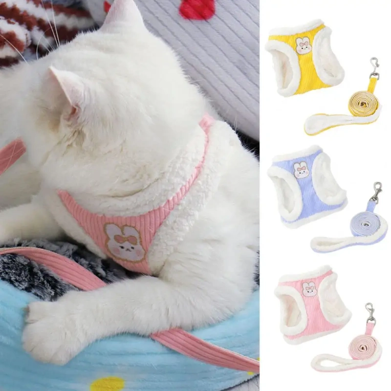 1 Set Comfortable Cat Vest Harness Soft Handle Out Towing Tear Resistant Cat Chest Strap Leash