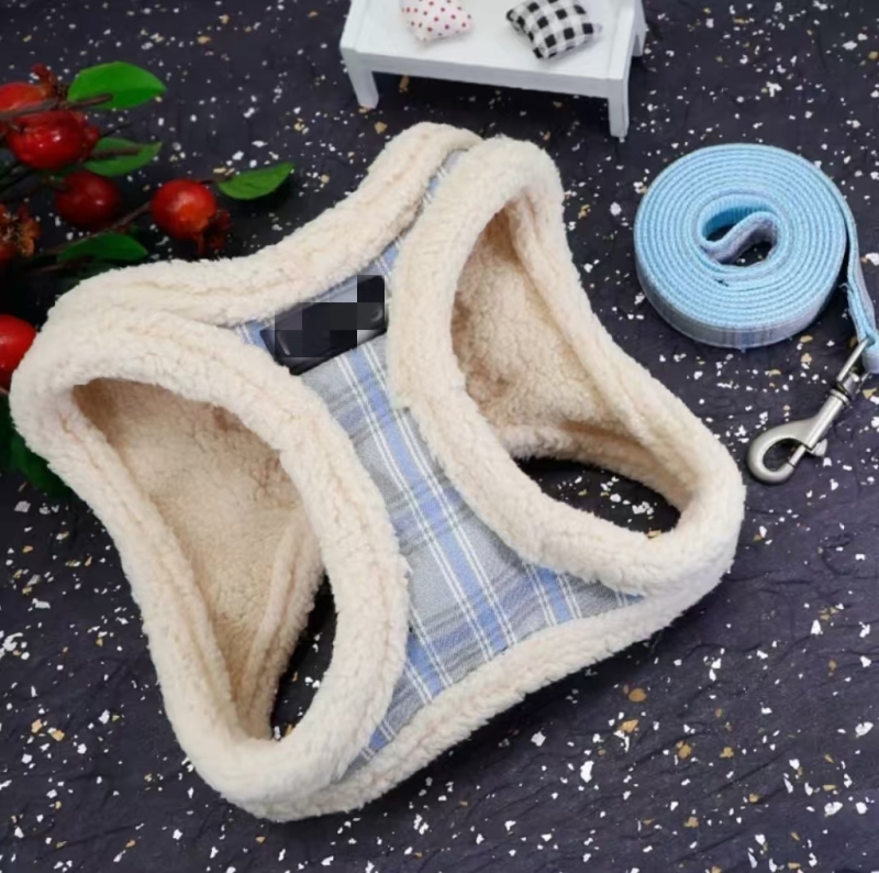 Winter Pet Dog Harness Soft Puppy Cat Harness Leash Set Warm Dogs Clothes Adjustable Vest for Small Dogs Outdoor Supplies