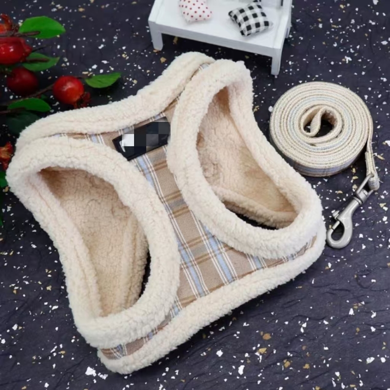 Winter Pet Dog Harness Soft Puppy Cat Harness Leash Set Warm Dogs Clothes Adjustable Vest for Small Dogs Outdoor Supplies