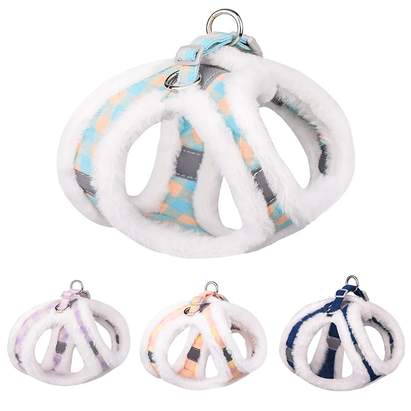 Winter Warm Fur Pet Dog Harness Leash Set Adjustable Reflective Chihuahua Puppy Cat Harness Vest For Small Dogs Yorkie