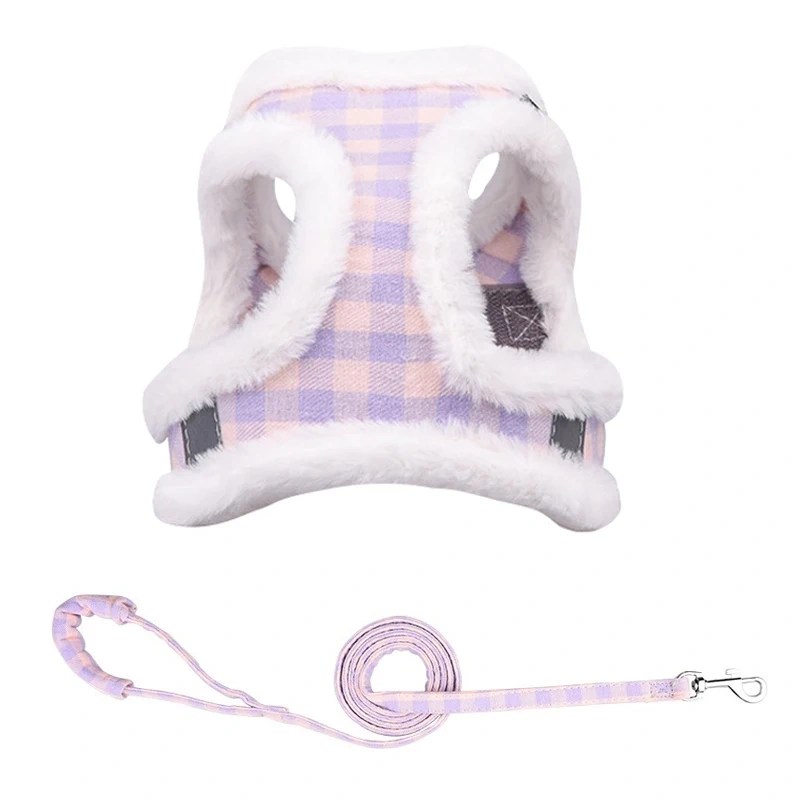 Winter Warm Fur Pet Dog Harness Leash Set Adjustable Reflective Chihuahua Puppy Cat Harness Vest For Small Dogs Yorkie