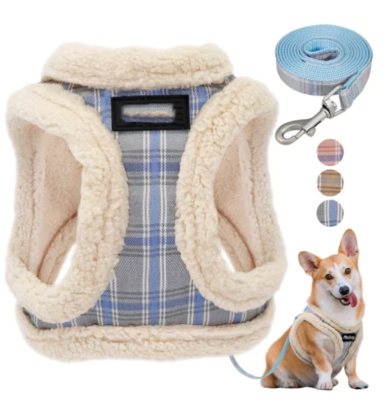 Winter Pet Dog Harness Soft Puppy Cat Harness Leash Set Warm Dogs Clothes Adjustable Vest for Small Dogs Outdoor Supplies