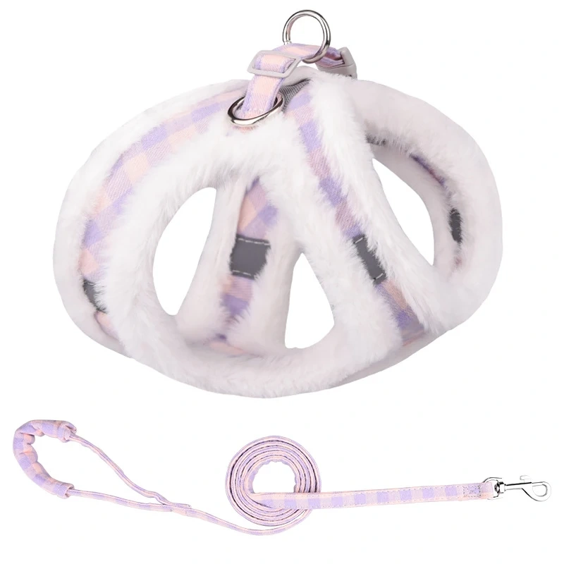 Winter Warm Fur Pet Dog Harness Leash Set Adjustable Reflective Chihuahua Puppy Cat Harness Vest For Small Dogs Yorkie