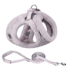 Dog Harness and Leash Set Breathable Mesh Winter Warm Fur Dog Harness For Chihuahua Puppy Walking Small Dogs Cats