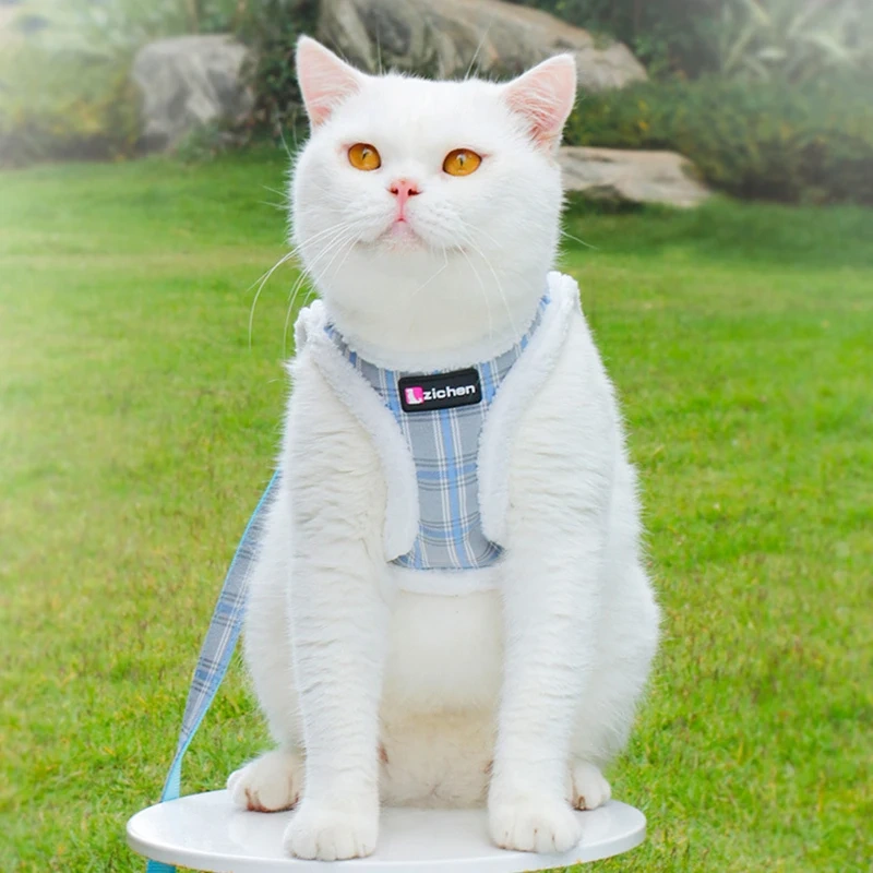 Winter Pet Dog Harness Soft Puppy Cat Harness Leash Set Warm Dogs Clothes Adjustable Vest for Small Dogs Outdoor Supplies